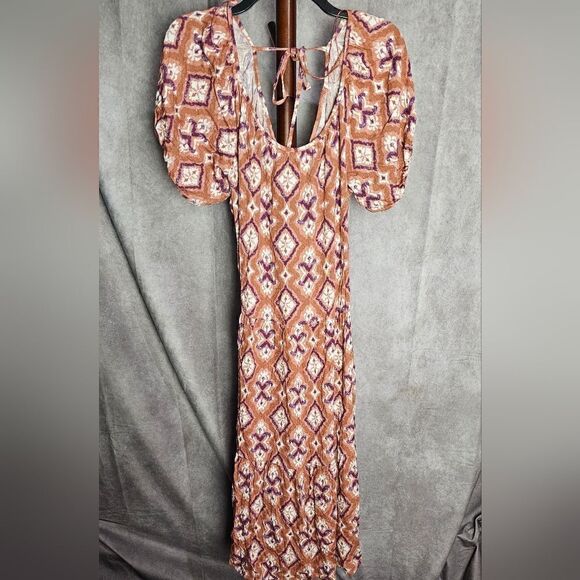 Women's Short Puff Sleeves Tiered A-Line Dress XS - Picture 1 of 5